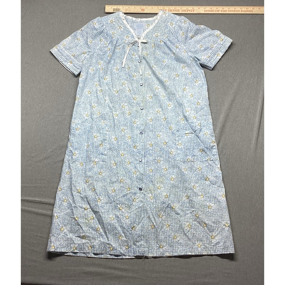 Vintage Ashley Taylor Nightgown Size Small Daisy Print Button Snaps grannycore